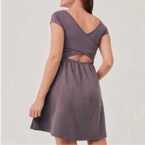 Pact Crossback Fit and Flare Mini Dress Mauve Purple